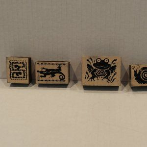Set of 6 "Reptiles" craft stamps, size 1" to 2", lightly used